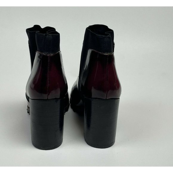 Steve Madden Women's Oxblood Leather Chunky Lug Boots Antyy Chelsea Ankle SZ 9.5 - Picture 3 of 12